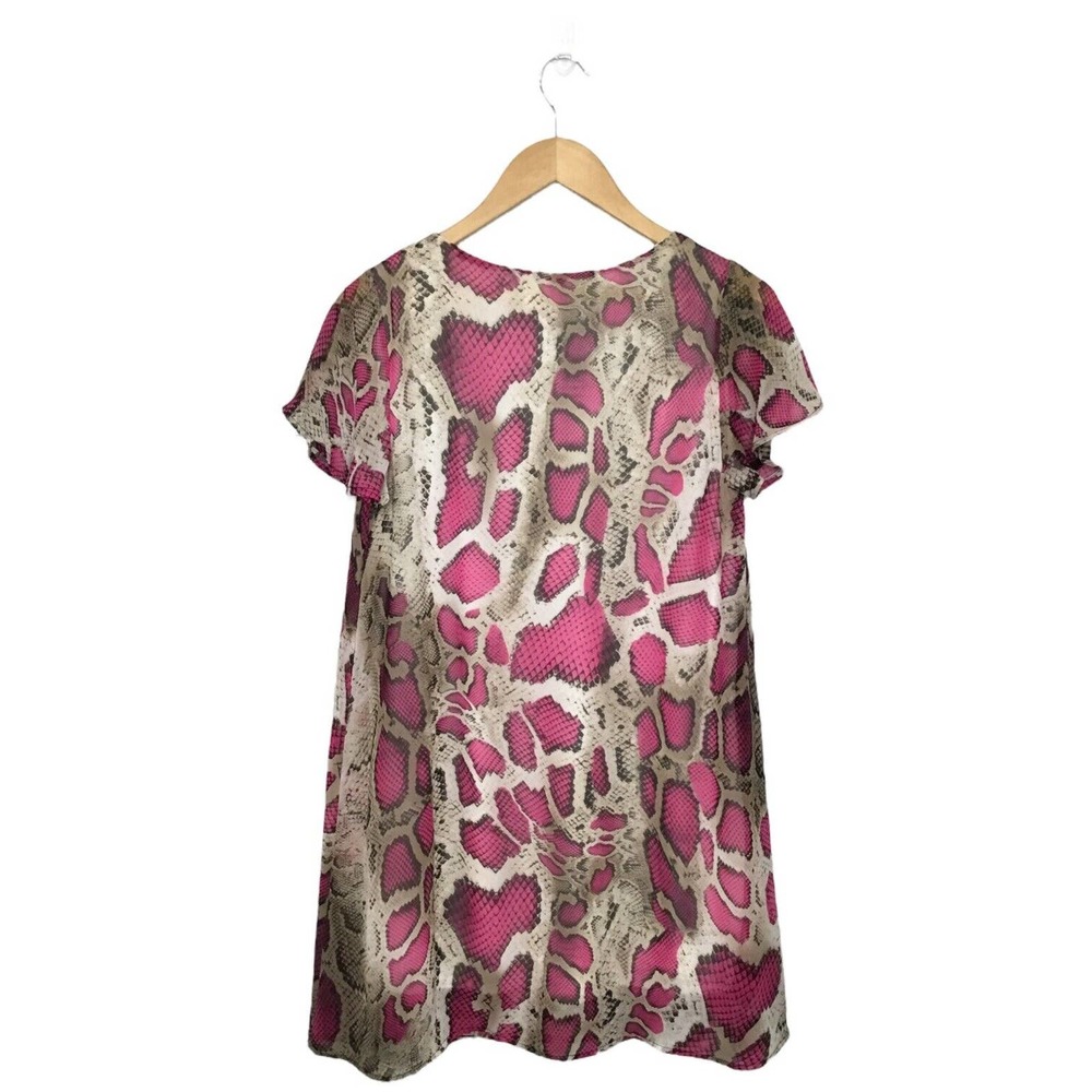 Peach Love Snake Reptile Print Flutter Sleeve V N… - image 5